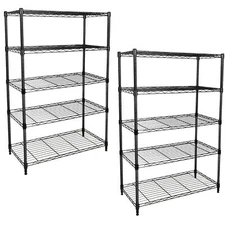 5-Tier Storage Shelving Unit Rack with 1250 lbs Capacity Black 2 Pack
