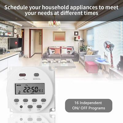 Programmable Digital Timer Switch DCAC 12V 16A LCD Display for Efficient