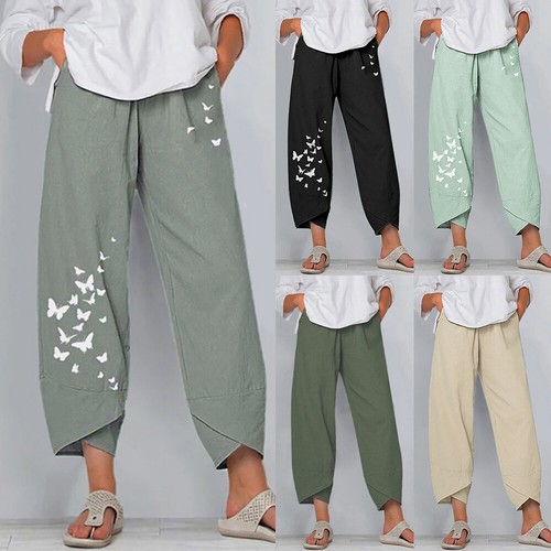 Women Ladies Cotton Linen Harem Trouser 