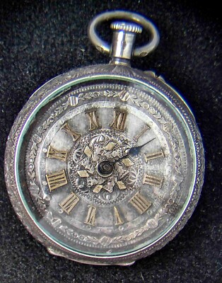 Antike .935 Silber gravierte Hand Taschenuhr (Vintage) -- Ersatzteile/Reparaturen