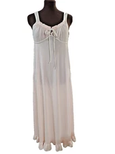 Vintage Pink Nylon Nightgown  Penny's "Gaymode" Sheer Ruffled Goddess Style M