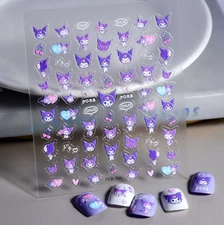 NAIL ART Character 5D Nail Sanrio KUROMI Nail Stickers Decoration FEB785 NS54