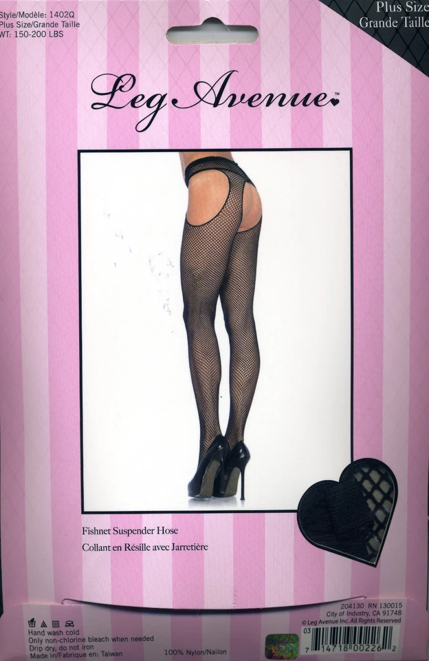 Pantimedias Cheeky Fishnet Tirantes Reg o Talla Grande Queen Pierna Negra Avenue 1402 Foto 4 de 4