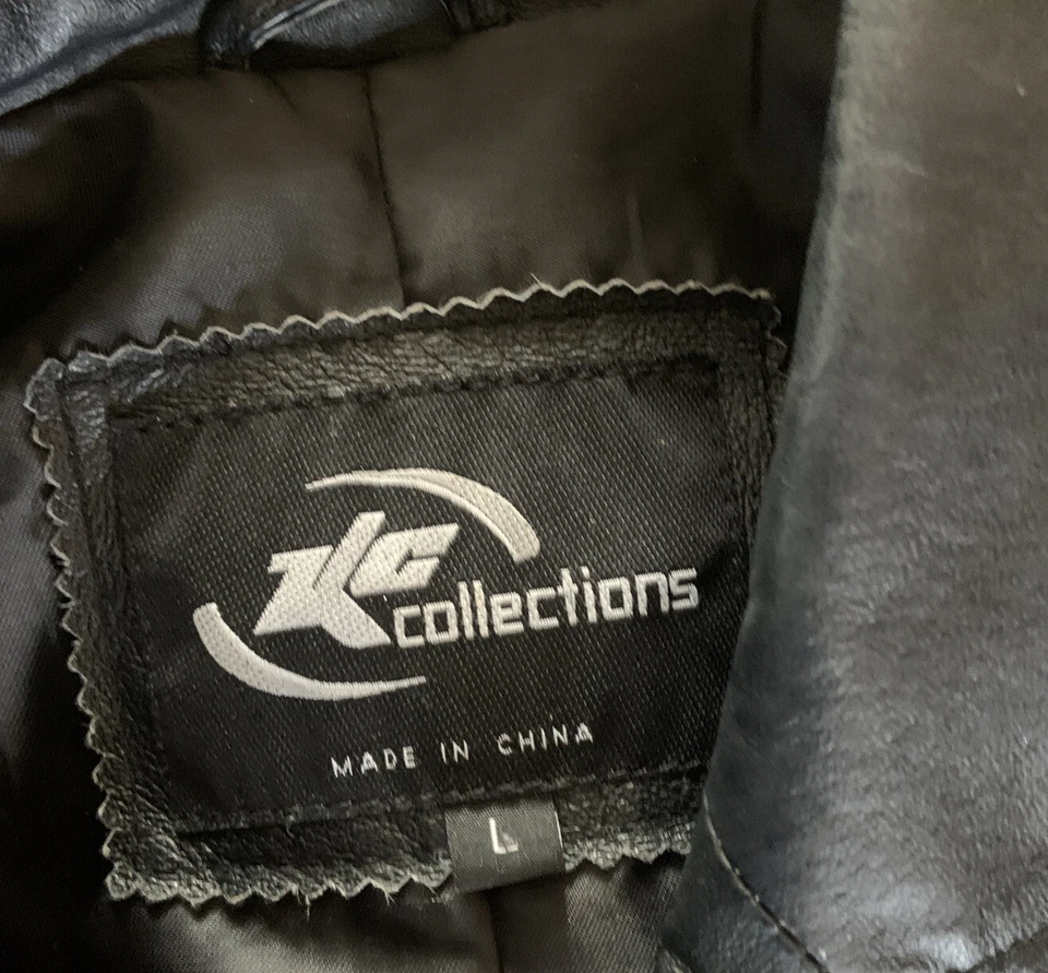 KC Collections Womens Black Long Sleeve Biker Jacket Size Large Button On Front - Image 3 of 4