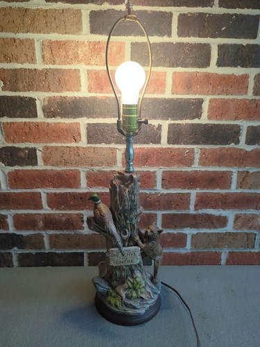 Vintage Holland Mold Game Preserve No Hunting Pheasant Lion Table Lamp Cabin - Picture 3 of 24