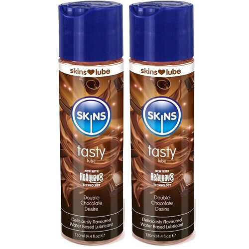 Skins Tasty Double Chocolate Desire Flavoured Lubricant Waterbased 130ml Bottle - Picture 10 of 11