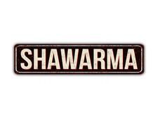 Shawarma Street Sign Mediterranean Greek Food Vintage Style