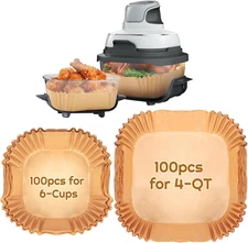 200PCS Air Fryer Disposable Paper Liners for Ninja Crispi FN101, 100Pcs for 4-QT