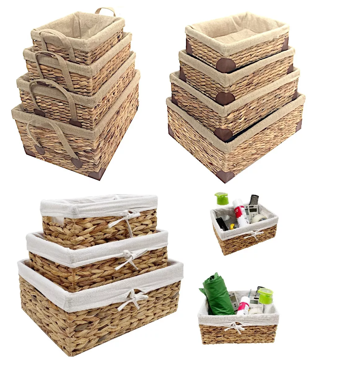 Water Hyacinth Rectangular Basket Storage Bag Good Price From