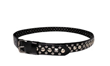 Gap Womens Black Leather Studded Slim Waist Belt Fits Waist Sz 32-34"
