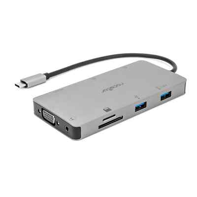 NEW Rocstor Y01H01-AG Multiport USB-C Docking Hub (USB-A/C, VGA, HDMI, SD)
