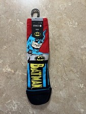 NWT Stance casual crew socks, men's S, red, DC - Batman, nylon blend