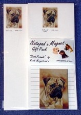 New Bullmastiff Pet Dog List Pad Note Pad & Magnet Set Gift Pack - Ruth Maystead