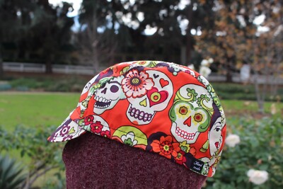 CYCLING CAP FRIDA DIADE MUERTOS  HANDMADE IN USA   S M L