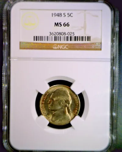 1948 S Jefferson Nickel  NGC MS 66 Very nice MS 66 Jefferson coin 