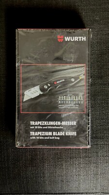 Wurth Utility Knife Set   Trapezoidal Blade, Multi-Bit Tool for DIY & Tradesmen