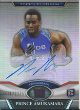 Prince Amukamara 2011 Topps Platinum rookie RC auto autograph card 73 /2175