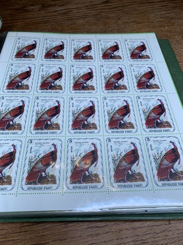 Vintage 70er Audubon Vögel Amerikas Briefmarkenalbum 15pg Gedenkmünze 150 Jahre Haiti - Bild 4 von 13
