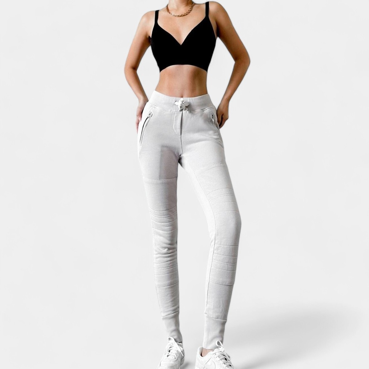 Sincerely Jules Gray High Waisted Knit Drawstring Joggers Sweatpants Size  XS | eBay