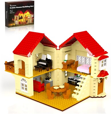 Tenhorses Cabin House Building Set Cozy Log Country Home with Lighting Kit Ho...