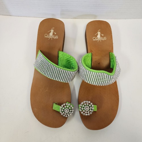 Corky's Sandalen Flip Flop Slipper Pantoletten 8 limettengrün Strass Maximalist - Bild 3 von 10