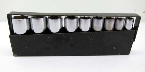 9 Vintage Craftsman -V- Series 3/8” Drive Fractional SAE 6 Point Deep Socket Set - Afbeelding 1 van 3