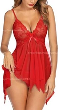 Women's Sexy Lingerie Sleepwear Babydoll Underwear Lace Dress G-String Nightwear