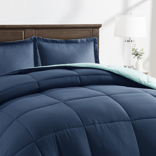 3 Pc Nymbus Reversible Down Alternative Pillow Shams & Queen King Size Comforter - Afbeelding 24 van 67