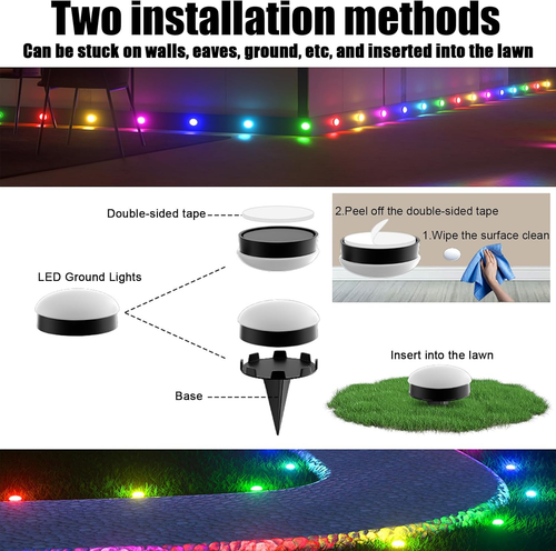 Outdoor Ground Lights 15 Pack, Patio Decorations, 32.8FT Smart RGBIC Pathway Lig - Picture 7 of 12