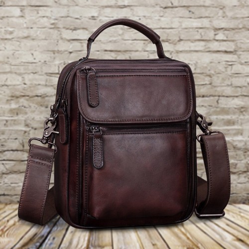 Genuine Leather Messenger Bag for Men Sling Purse Crossbody Shoulder Bags Satche - Picture 13 of 15