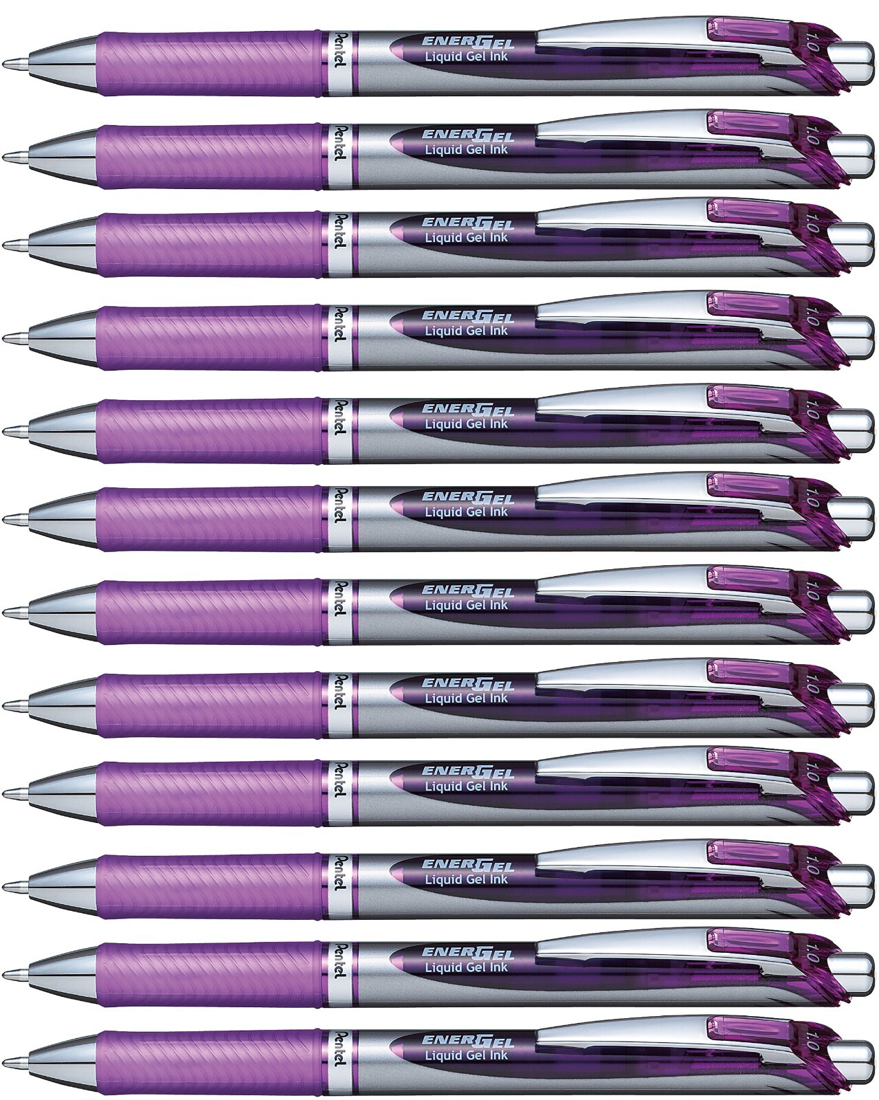 Pentel Energel XM Retractable Rollerball Pen 1.0mm Tip Violet ink BL80 (12 Pens)