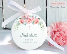 Personalized Baptism Ornament Custom Name Date  Baby Christening Gift Ceramic