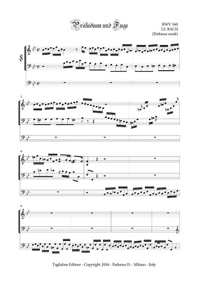 BACH J.S. - BWV 560 - Prelude and fugue in Bb maior - PDF WILL BE SENT BY EMAIL