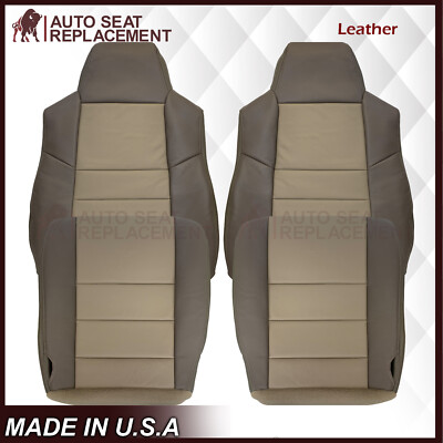 For 2003 2004 Ford Excursion Eddie Bauer 2 Tone Tan & Gray Leather Seat Covers