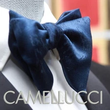 Men's Self-tied Bow Tie 100%Silk Big Butterfly Dark Navy Blue Ornament S691