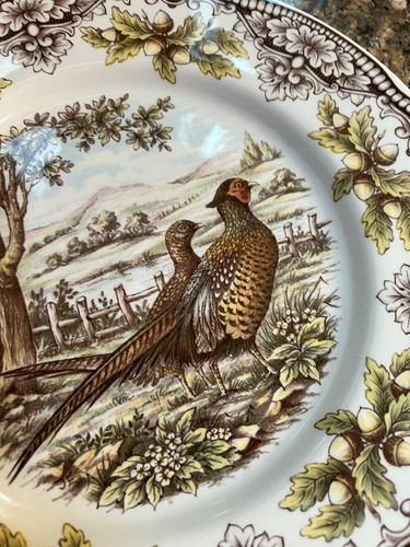 Victorian English Pottery Edward Challinor Pheasant Dinner Plate Set Of 2 - Picture 8 of 10