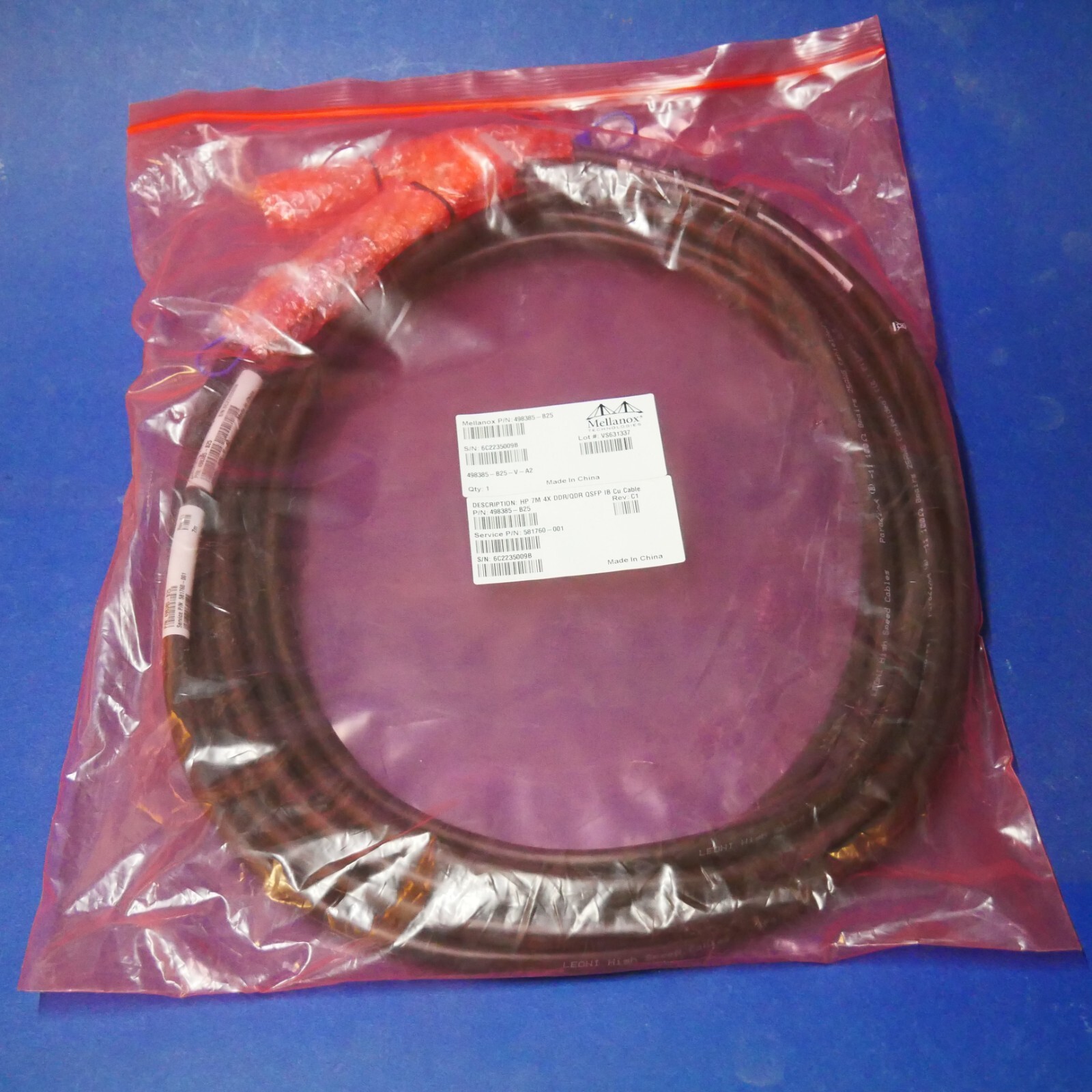 7m 40Gbps QSFP+ DAC, Direct Attach Cable, 40g Twinax, Mellanox / HP, DDR QDR