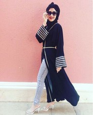 Dubai Women Abaya Kaftan Dubai Open Cardigan Muslim Long Dress Islamic Arab Gown