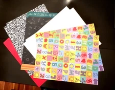 Assorted School-Themed Scrapbook Paper & Sticker Set card stock