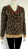 Damen-Pullover Pulli Strickpullover Langer Arm Raubtieroptik Gr.S V-Ausschnitt N
