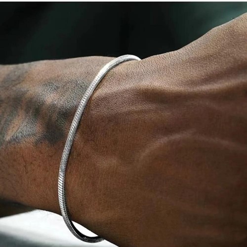 925 Sterling Silber 3mm Schlangenkette Armband Herren Hip Hop schlicht Armband für Damen - Bild 9 von 20