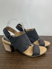 Sophia Milano Size 10 Gray Leather Sandal Open Toe Block Heel
