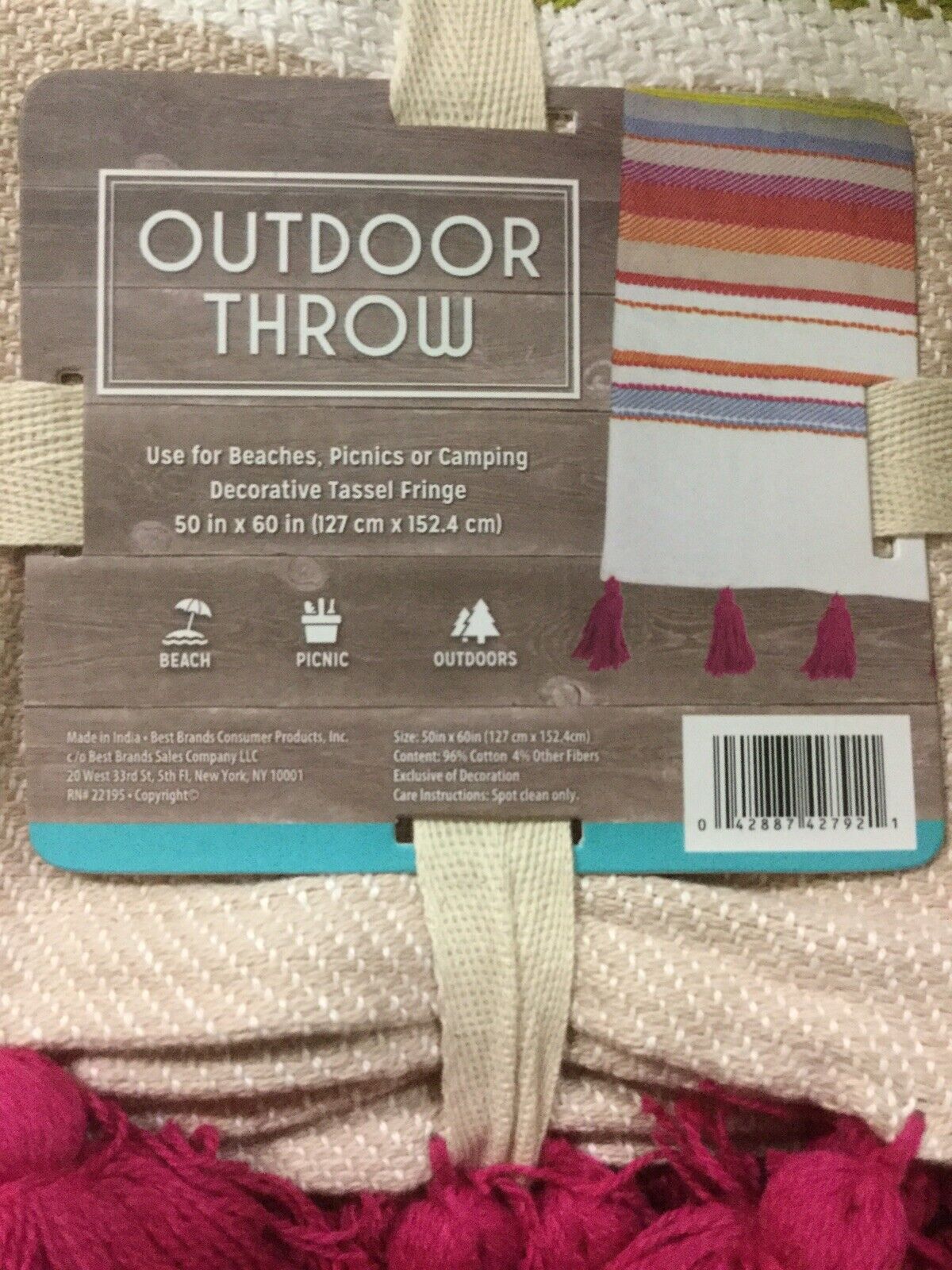 Cotton Outdoor Throw Cover Blanket 50X60 Beach Camping Picnic Beige Weaving New For Sale Online