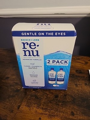 Renu Advanced Formula Multi-Purpose Solution 2 x 12 Fl, 1 Contact Lens Case. New