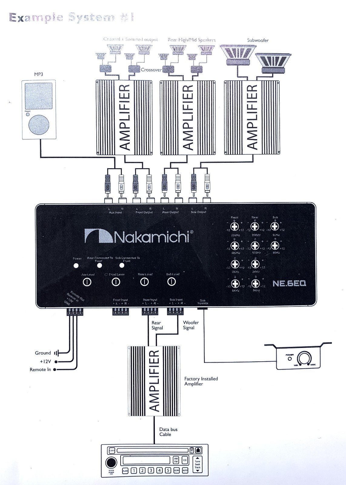 Nakamichi Car Audio 8 Band Electronic Equalizer EQ Sub Crossover Network NE8EQ