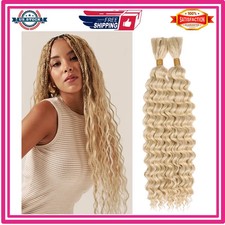 Leeven 18 Inch Deep Water Wave Synthetic Braiding Hair 613 Blonde 2 Bundles