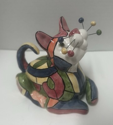 Whimsiclay By Amy Lacombe Multicolor Design Cat Figurine