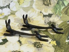 Metal Knife Rests.  2 X Hares. Length 8.5cms/3.5”. Lovely Condition