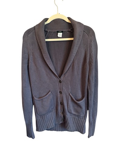 J Crew Cotton Silk Gray Grandpa Cardigan Sweater Medium Women's