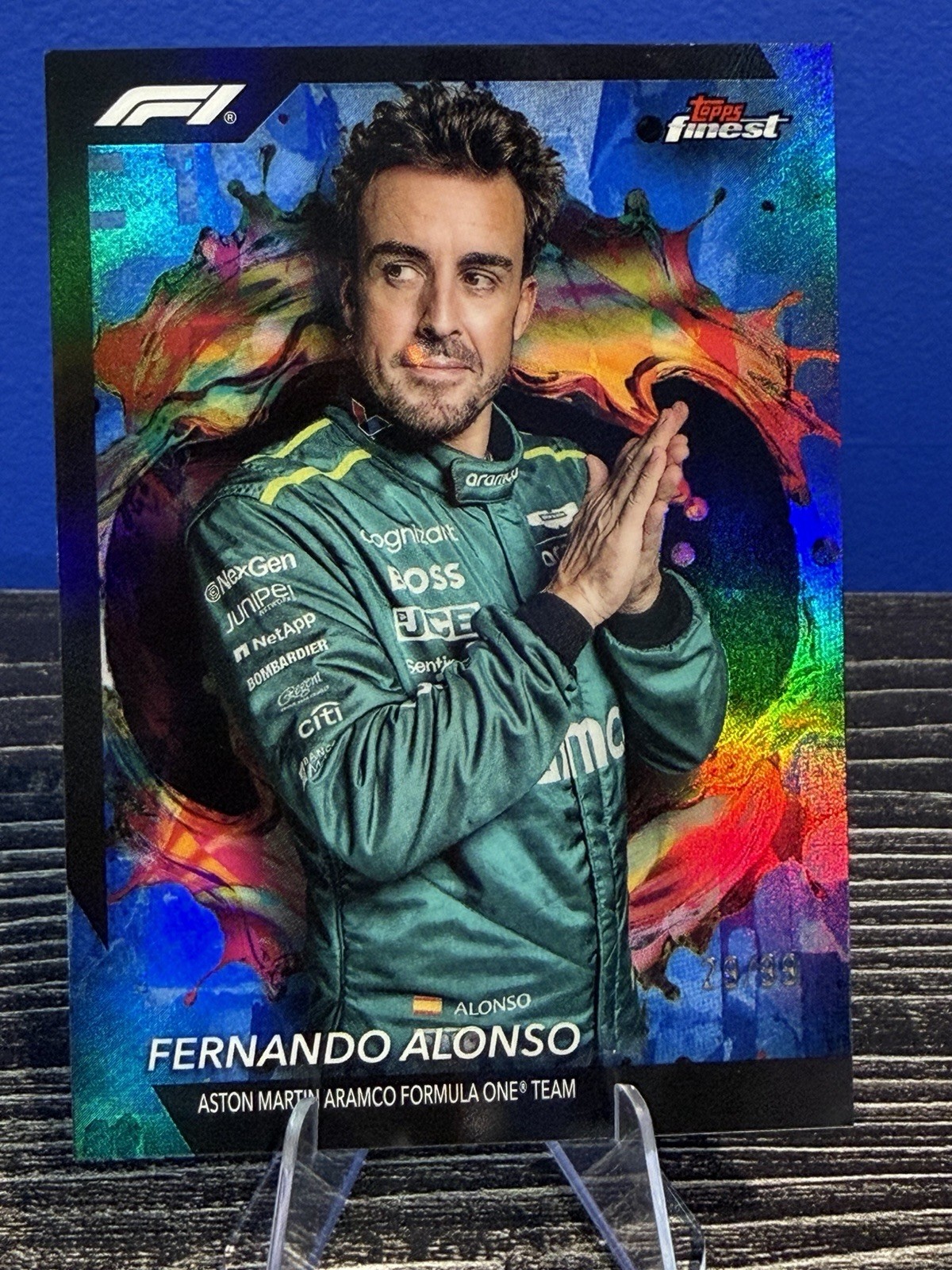 2024 Topps Finest Formula 1 F1 #297 Fernando Alonso Rare Blue Refractor /99